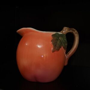 Peach Ceramic Pitcher with Leaf Handle